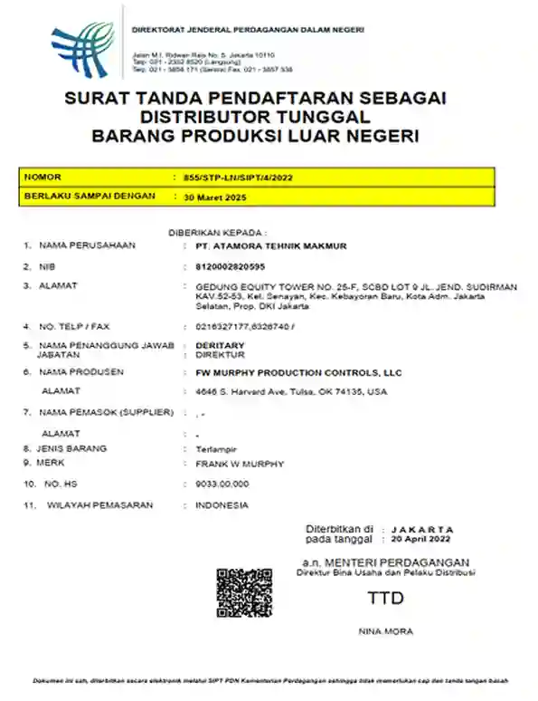 fw murphy distributor resmi indonesia, product fw murphy, atamora
